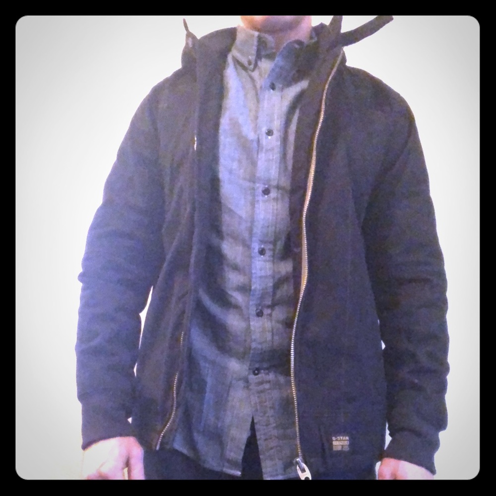 new G-Star Briant blk hooded jacket (fits like M)